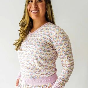 Little Sleepies Women’s Long Sleeved Pajama Top Pastel Rainbows